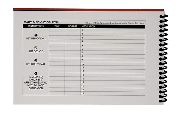 Daily Medication Journal | Medication Log | Track Blood Pressure, Blood Sugar, Pulse | Spiral Bound | Compact Size | Full Year Medical Journal