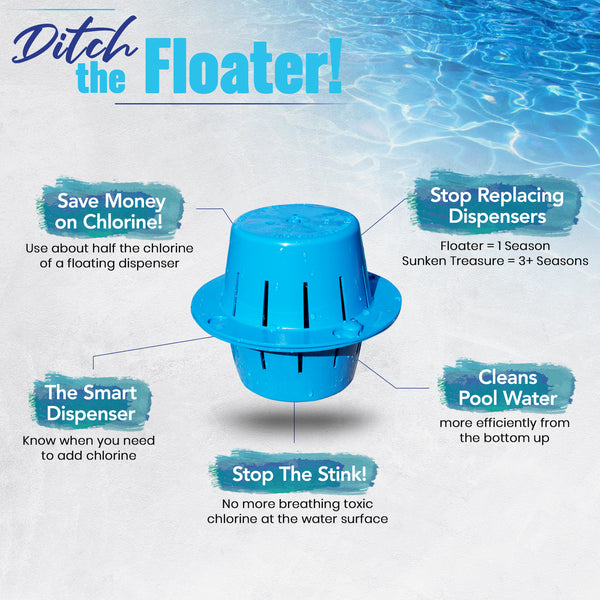 Sinking Pool Chlorine Dispenser | Sinks to the Bottom, Cleans Pool Water, Then Floats to the Top | Uses Less Chlorine | Less Chlorine Odor | The Sunken Treasure