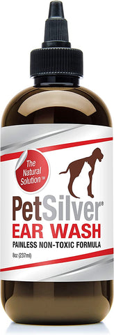 PetSilver Dog & Cat Ear Cleaner Solution, All Natural, Made with Chelated Silver, Non-Prescription Dog Ear Infection Treatment, Ear Mite & Yeast Treatment, 8 oz