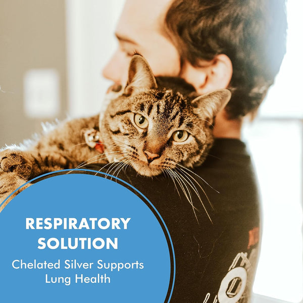 PetSilver Respiratory Solution with Chelated Silver for Cats and Dogs, Gentle Allergen Free Formula, Use with Nebulizer or Syringe, Fragrance and Flavor Free, 16 oz.