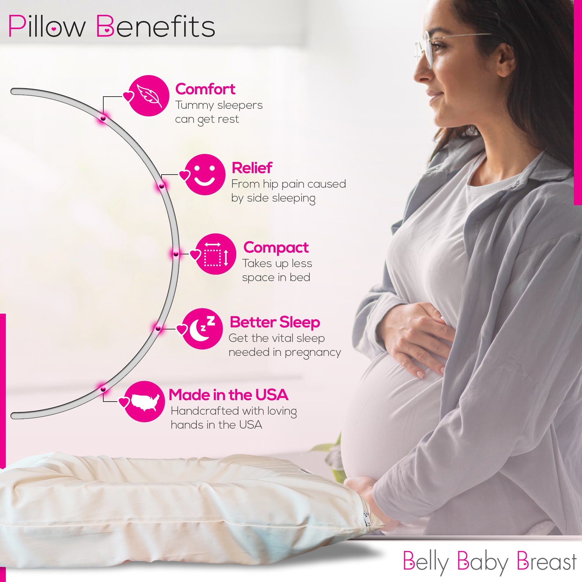  Belly Sleep Belly Pillow for Stomach & Back Sleeper