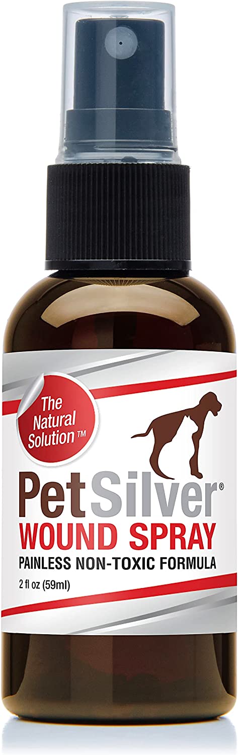 PetSilver Wound Spray with Chelated Silver, Vet Formulated, All Natural Pain Free Formula, Relief for Hot Spots, Wounds and Burns